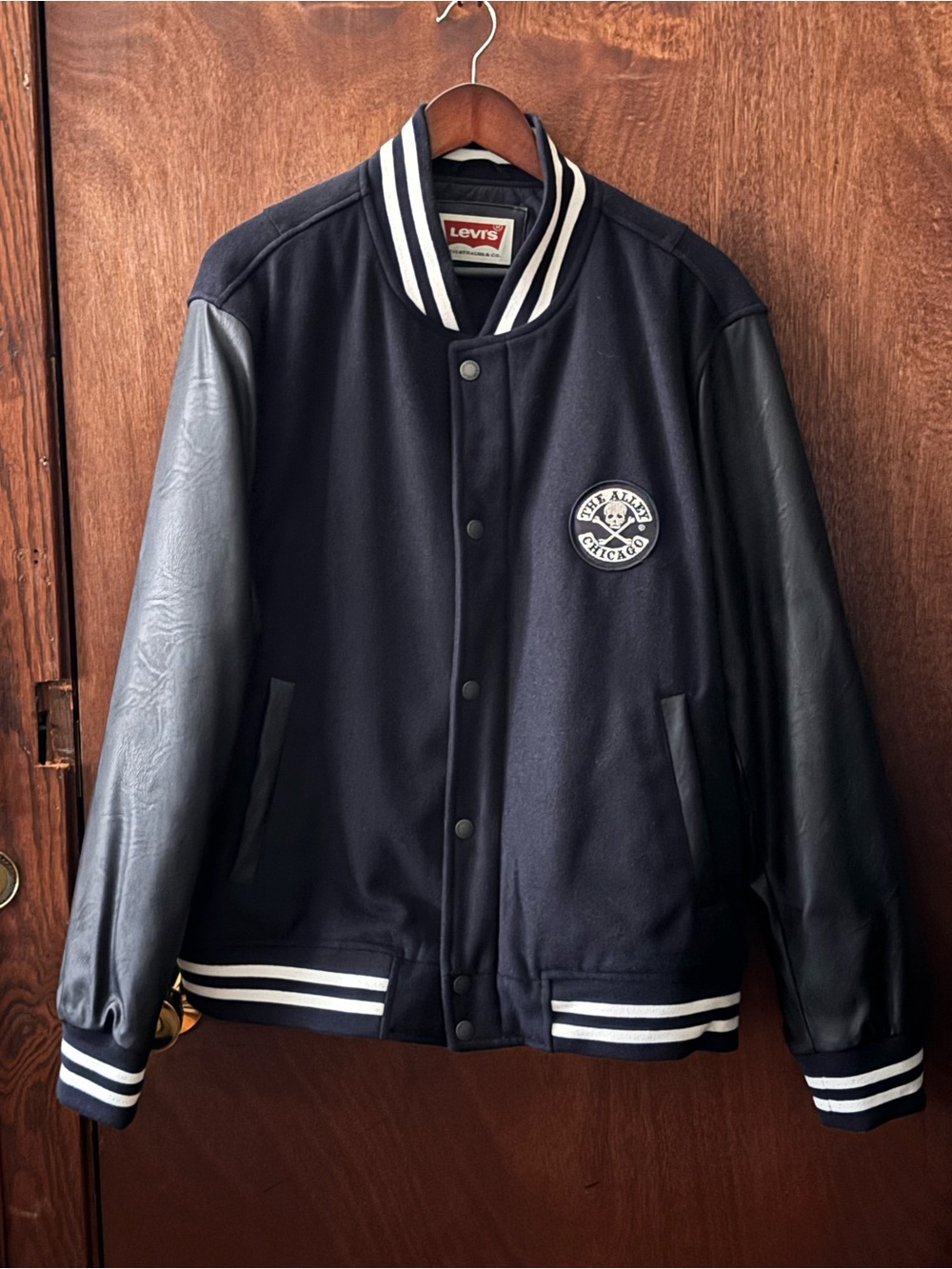 Levi's X The Alley Chicago  Black and White Jacket with faux Leather Sleeves